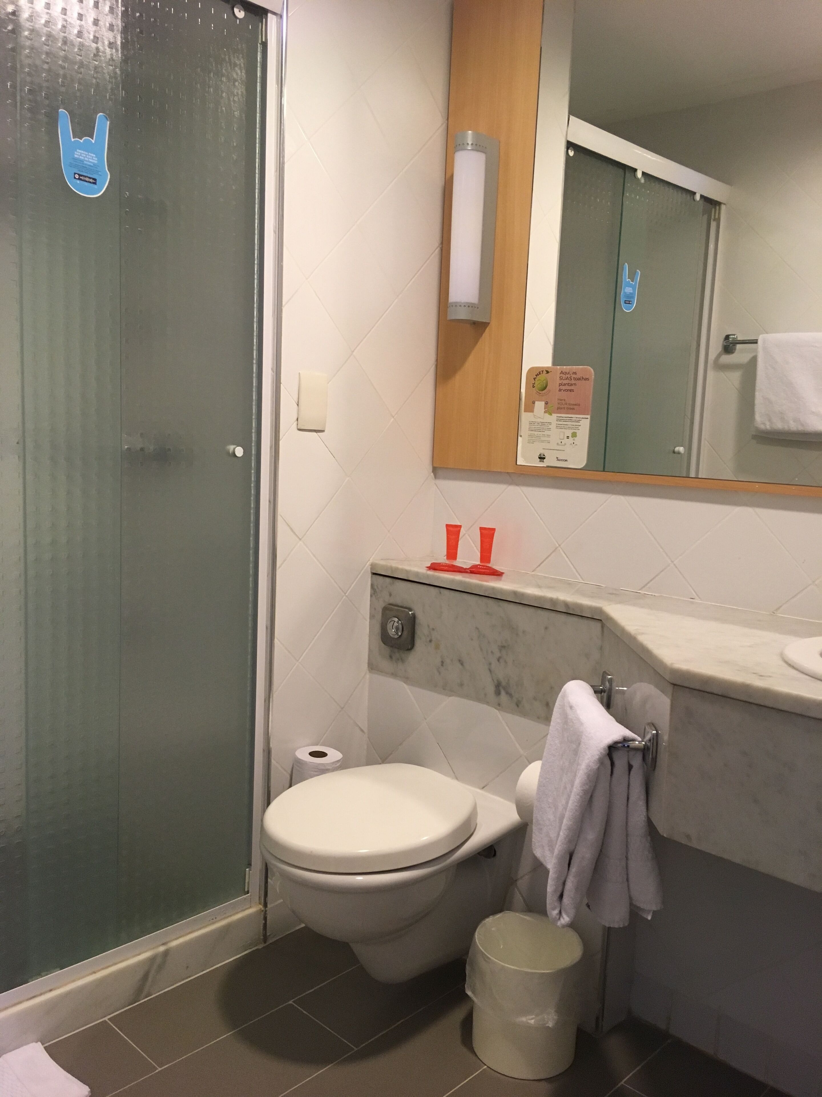 shower, eco-friendly toiletries, towels