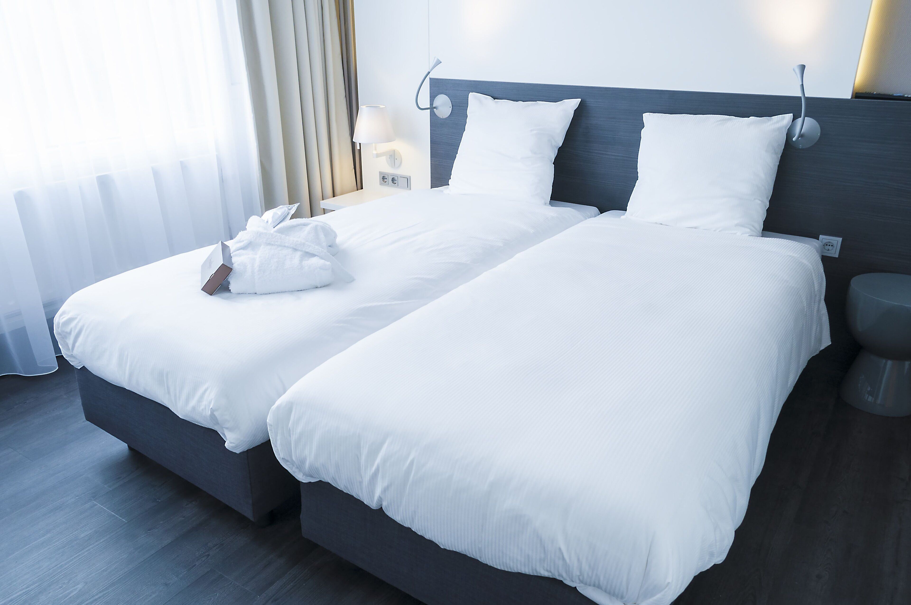 desk, blackout curtains, free wifi, bed sheets