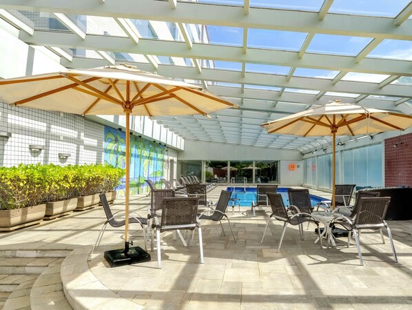 Outdoor pool, pool loungers