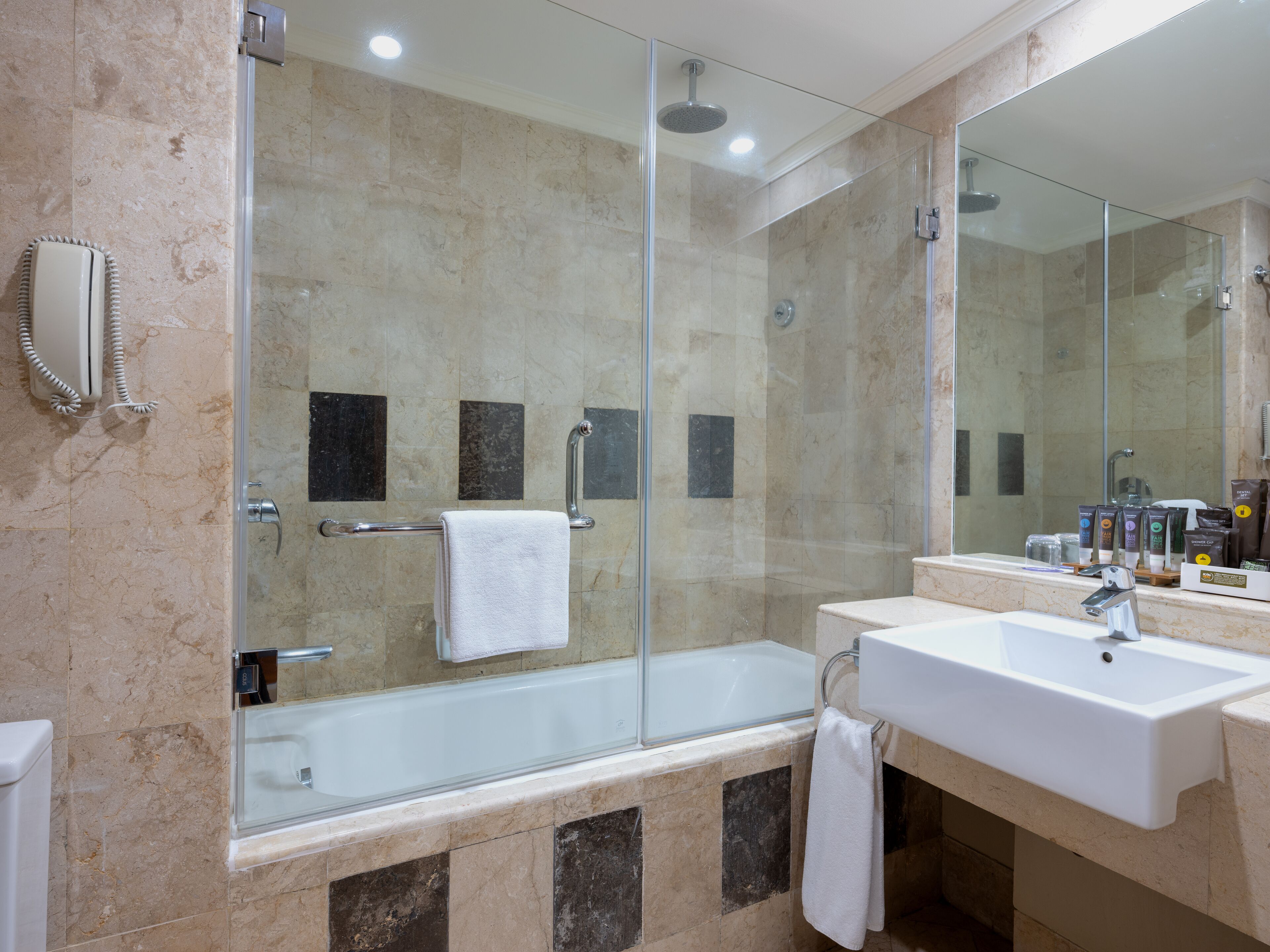 grand deluxe room (twin or double) | bathroom | free toiletries, hair dryer, slippers, towels