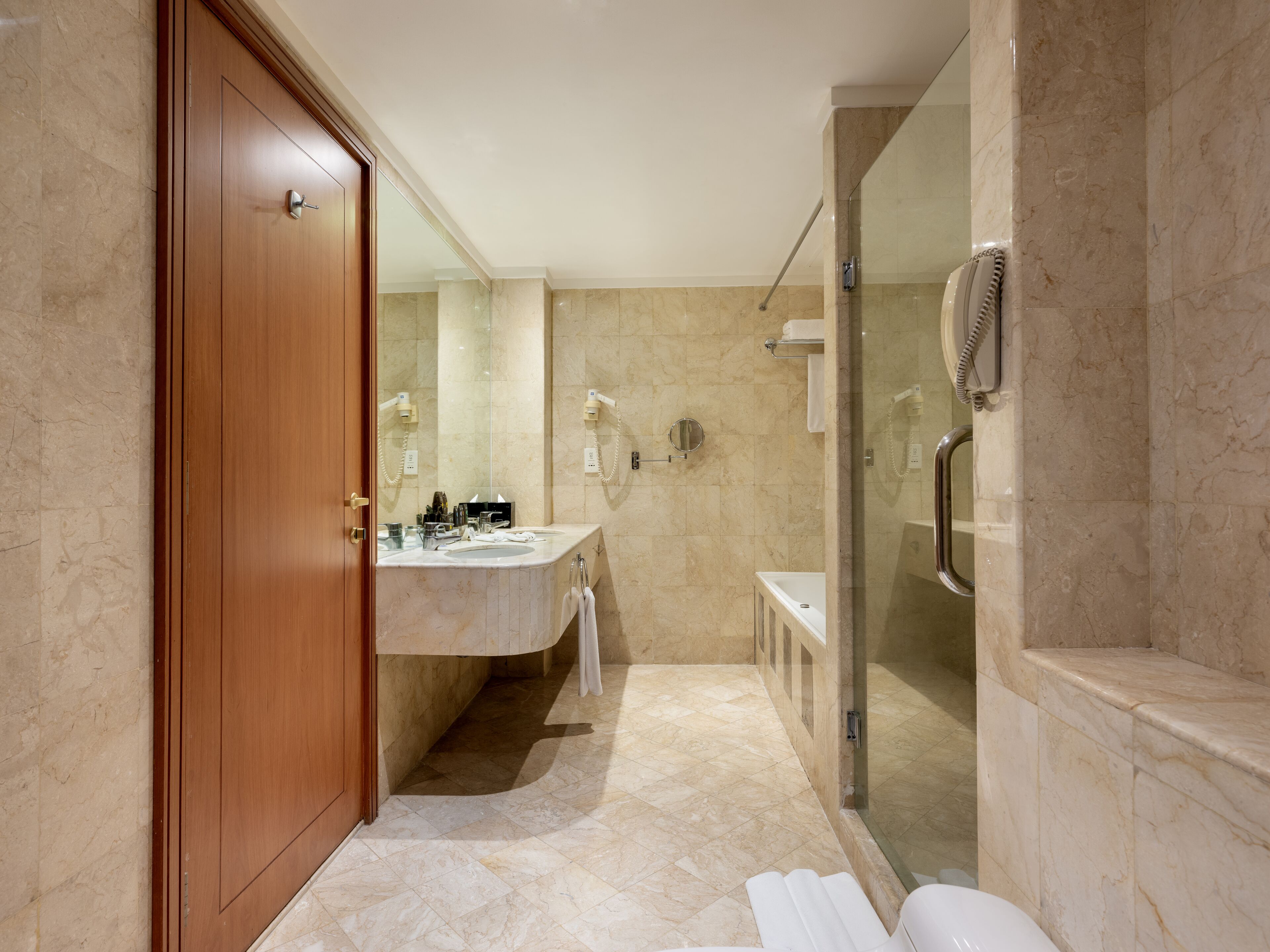 free toiletries, hair dryer, slippers, towels