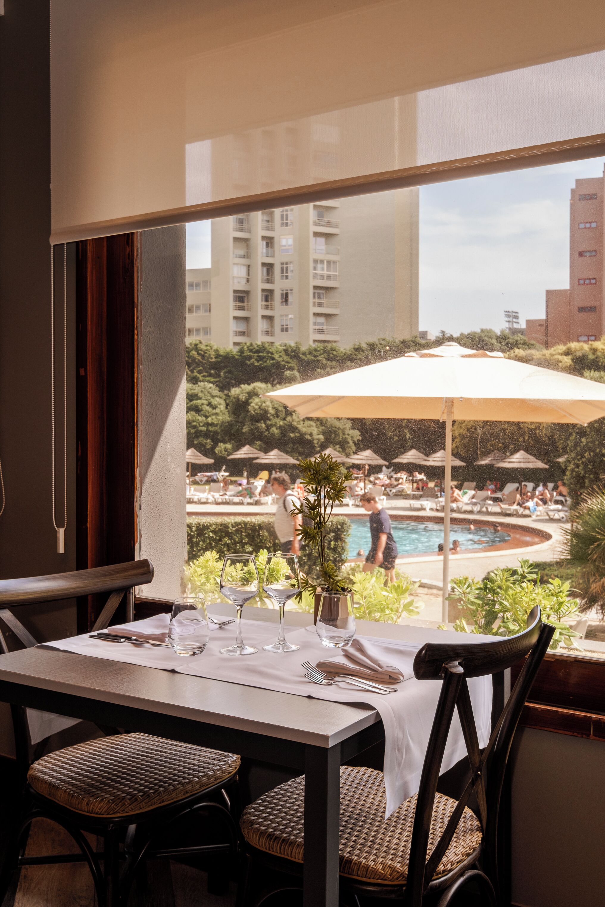 lunch served, regional cuisine, pool views