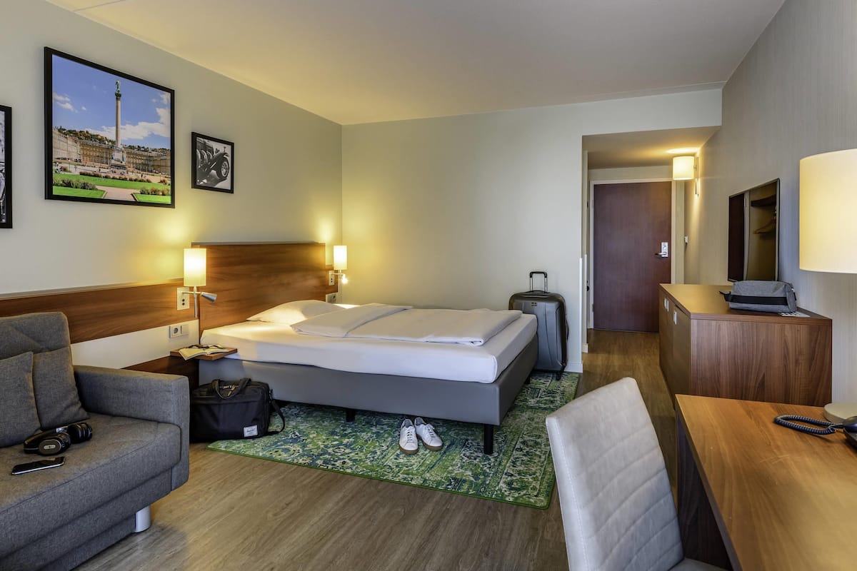 In-room safe, desk, laptop workspace, blackout curtains