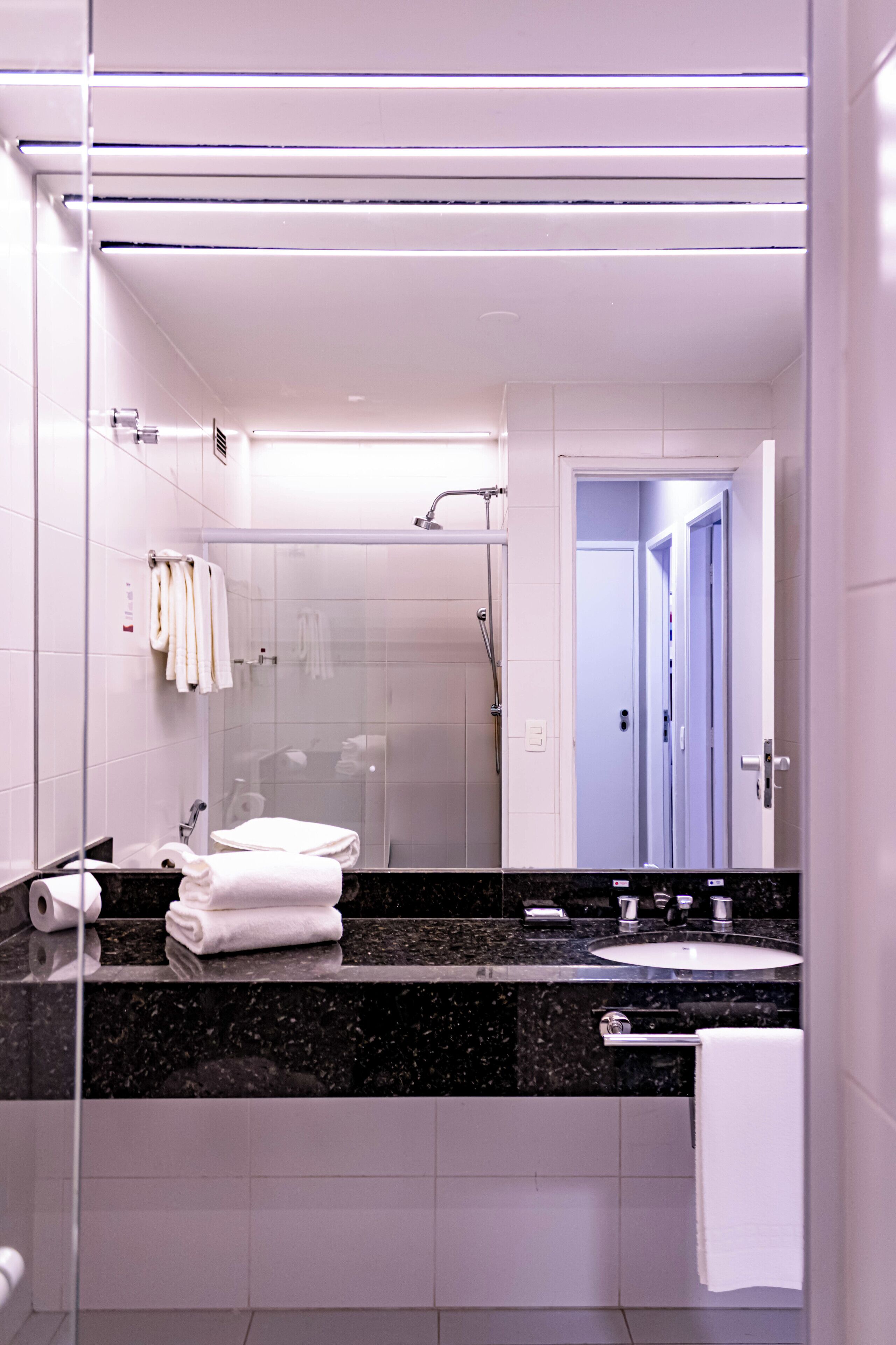 shower, rainfall showerhead, free toiletries, hair dryer