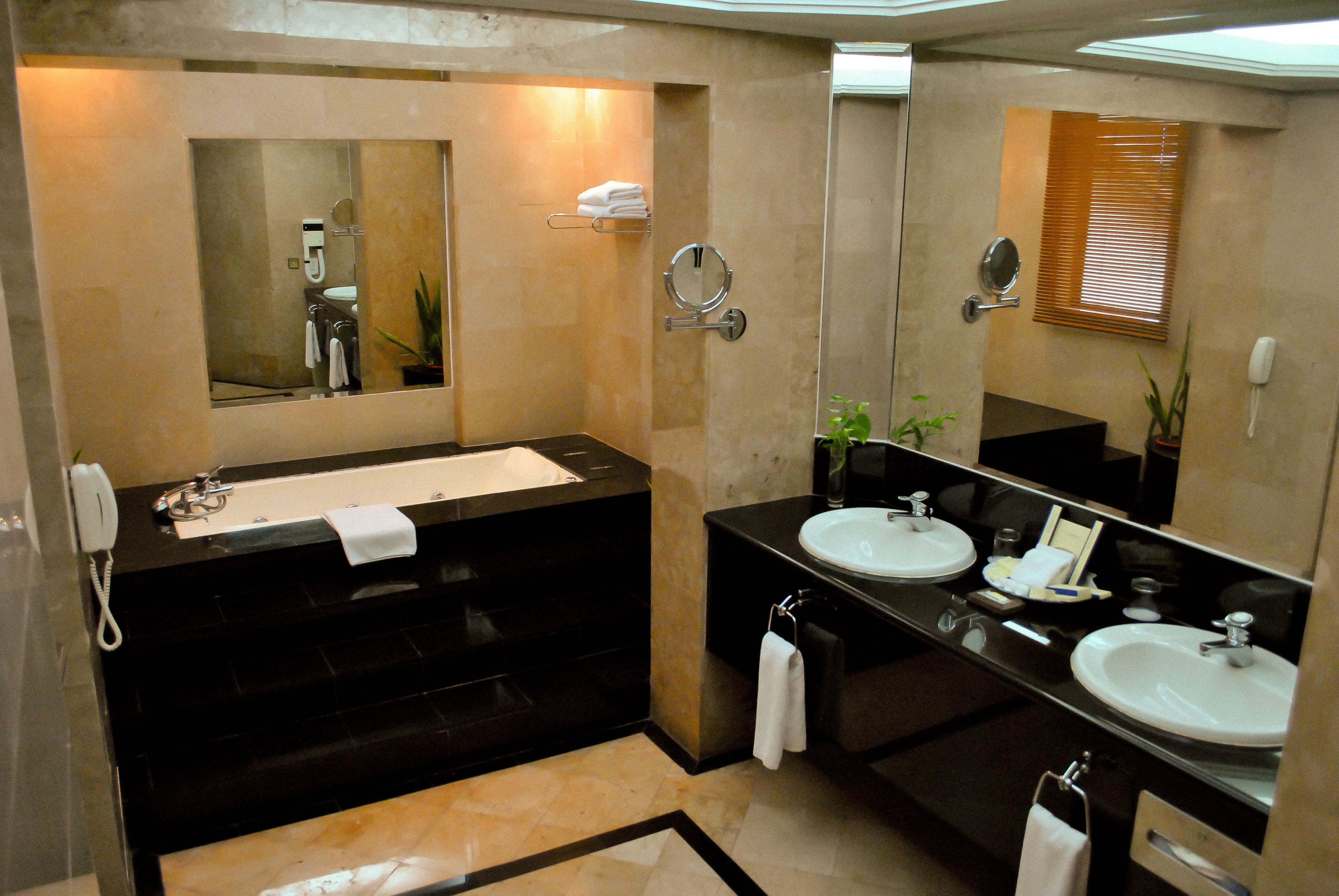 deluxe suite | bathroom | separate bathtub and shower, free toiletries, hair dryer, bathrobes