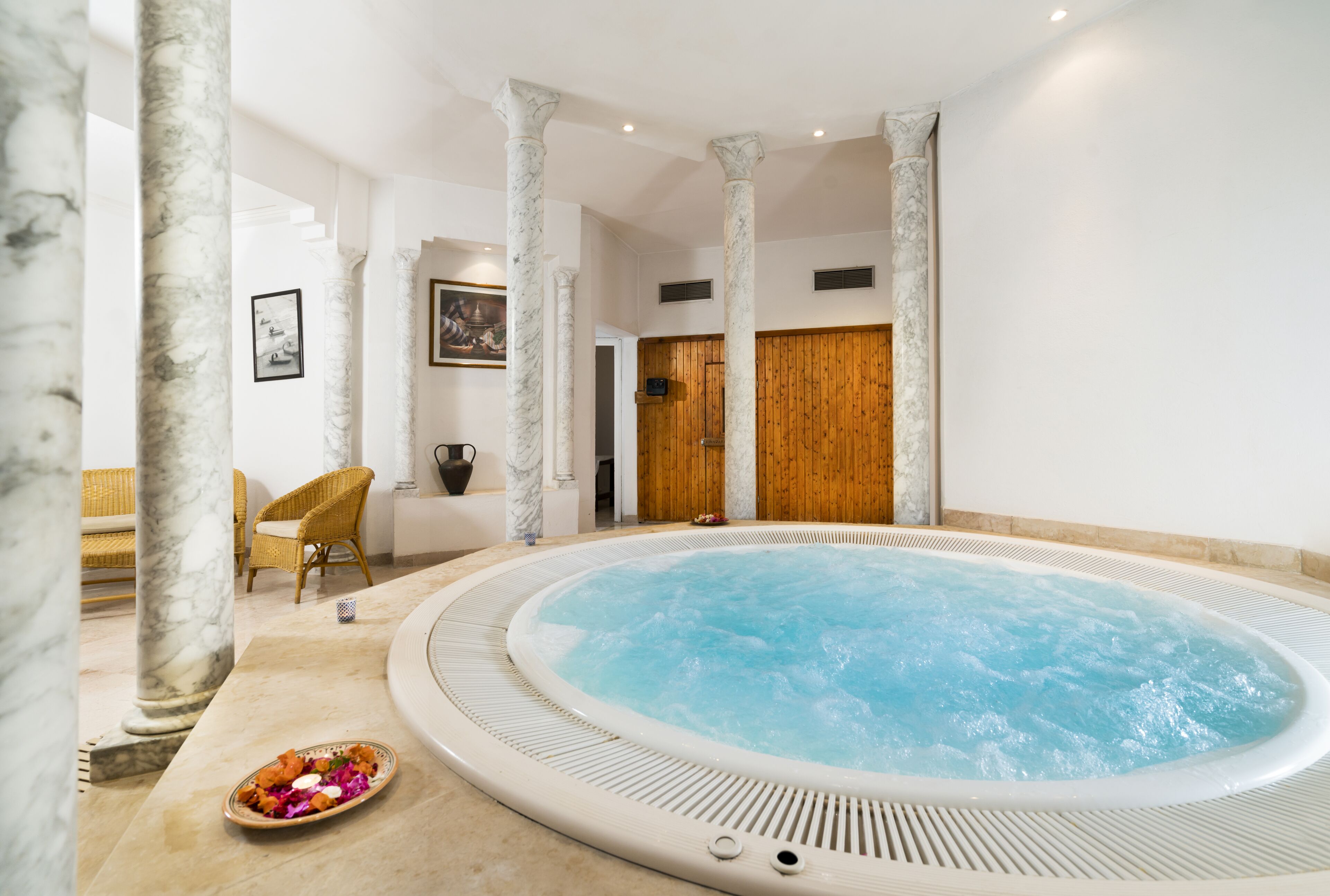 indoor pool, outdoor pool, pool loungers