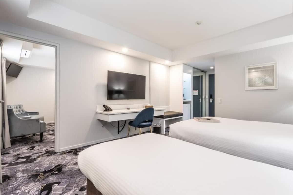 Family Room | Desk, laptop workspace, soundproofing, iron/ironing board