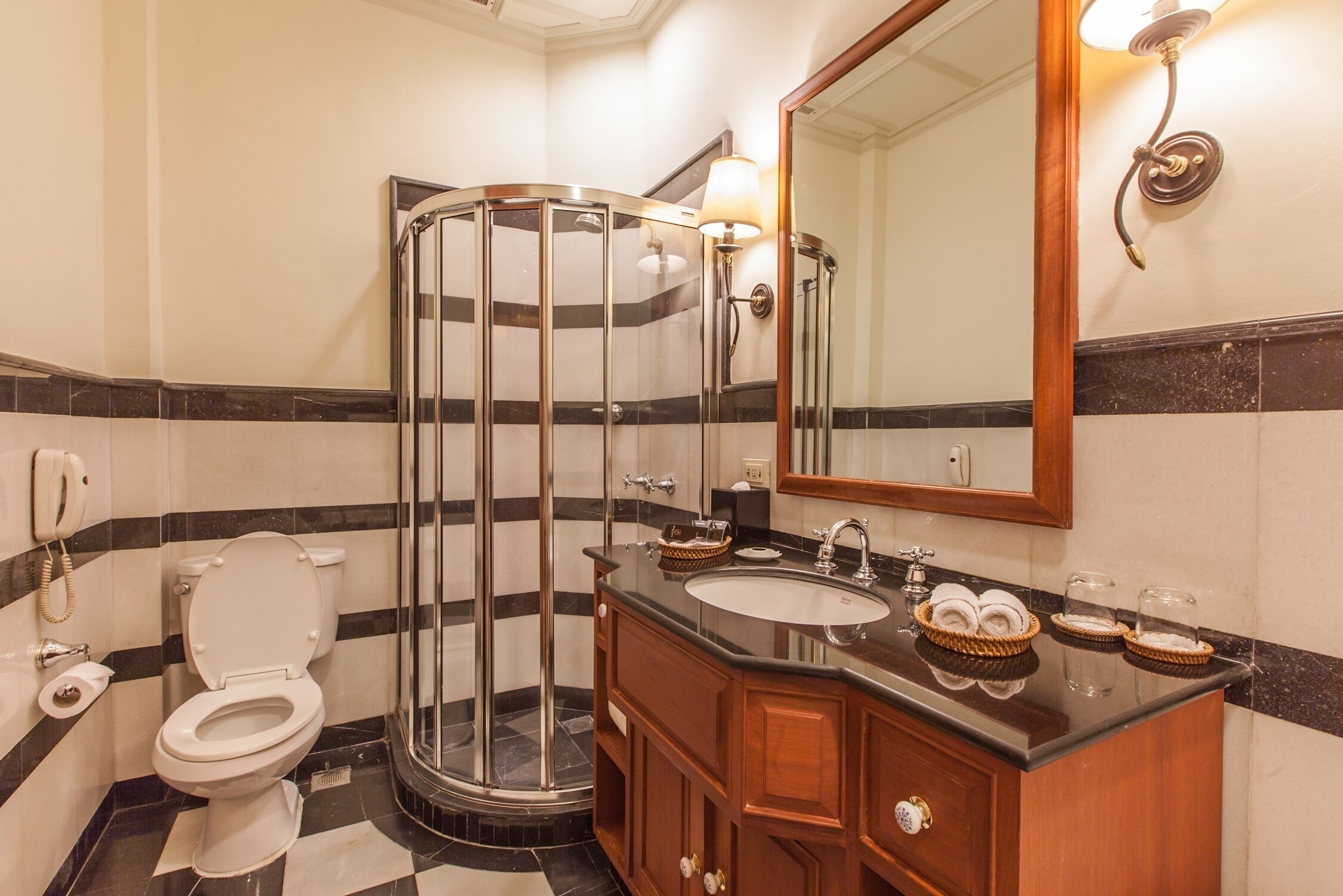 separate bathtub and shower, deep-soaking bathtub, free toiletries