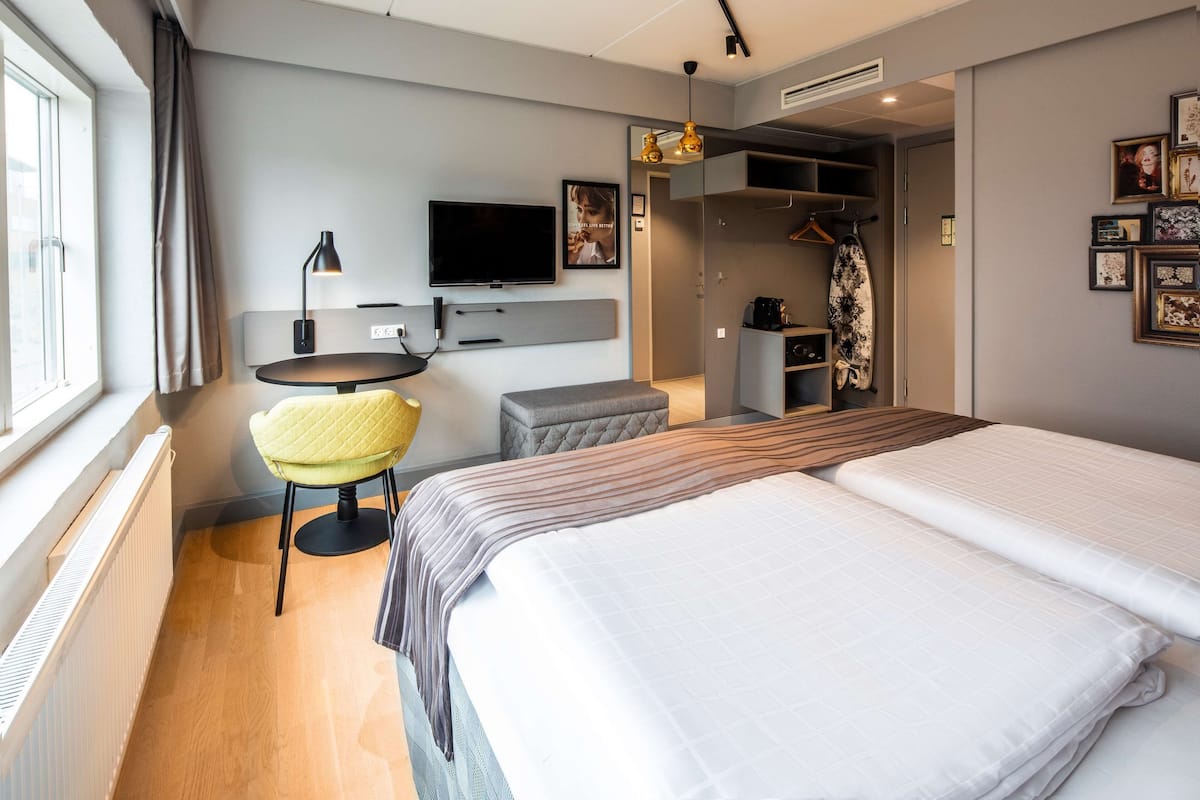 Blackout curtains, iron/ironing board, free WiFi, bed sheets