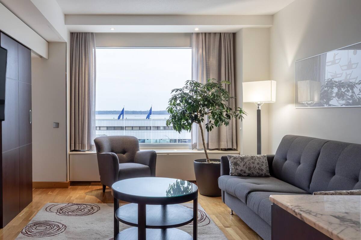 junior suite, 1 king bed | living area | tv