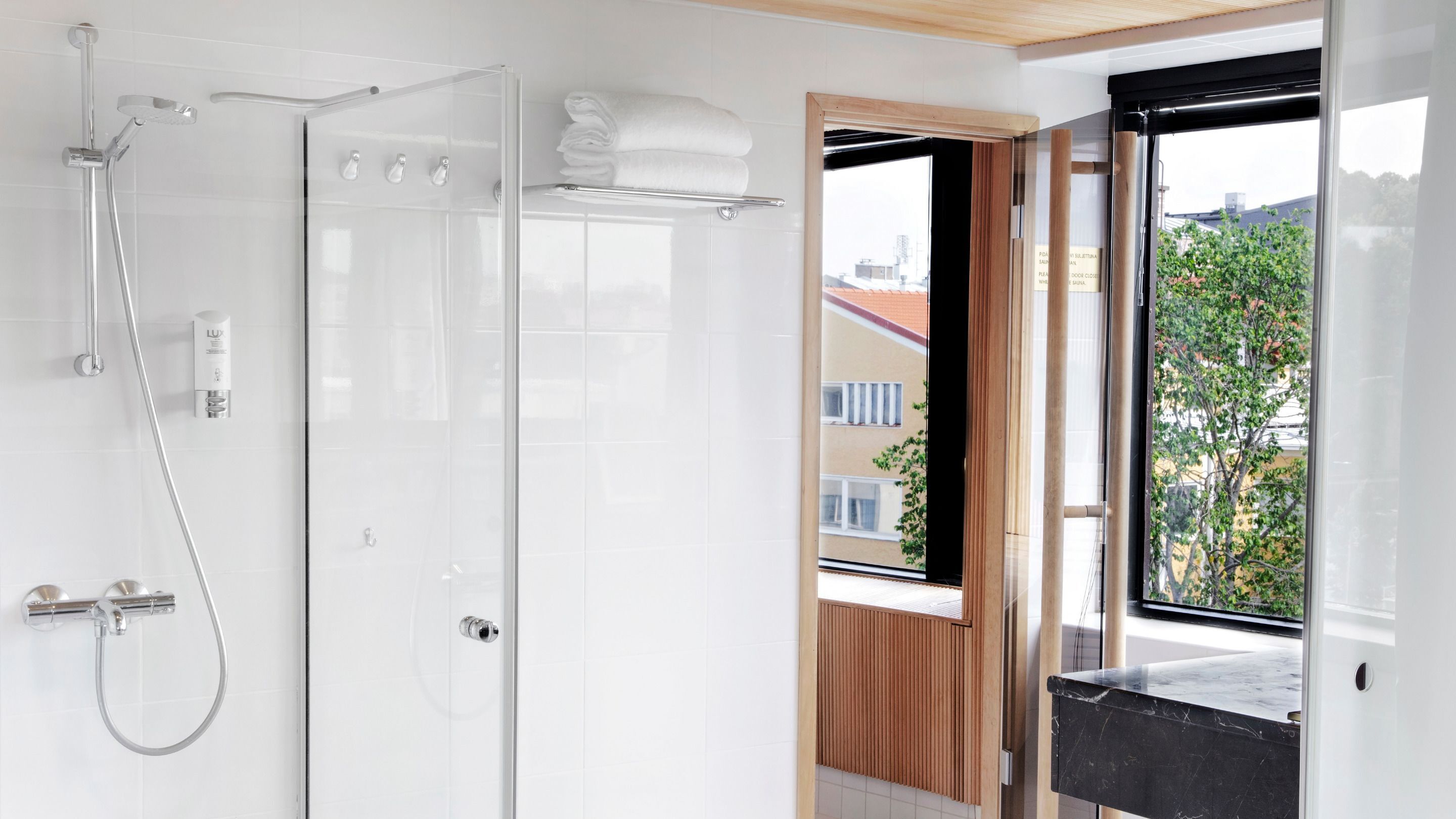 Bathroom | Shower, eco-friendly toiletries, hair dryer, towels