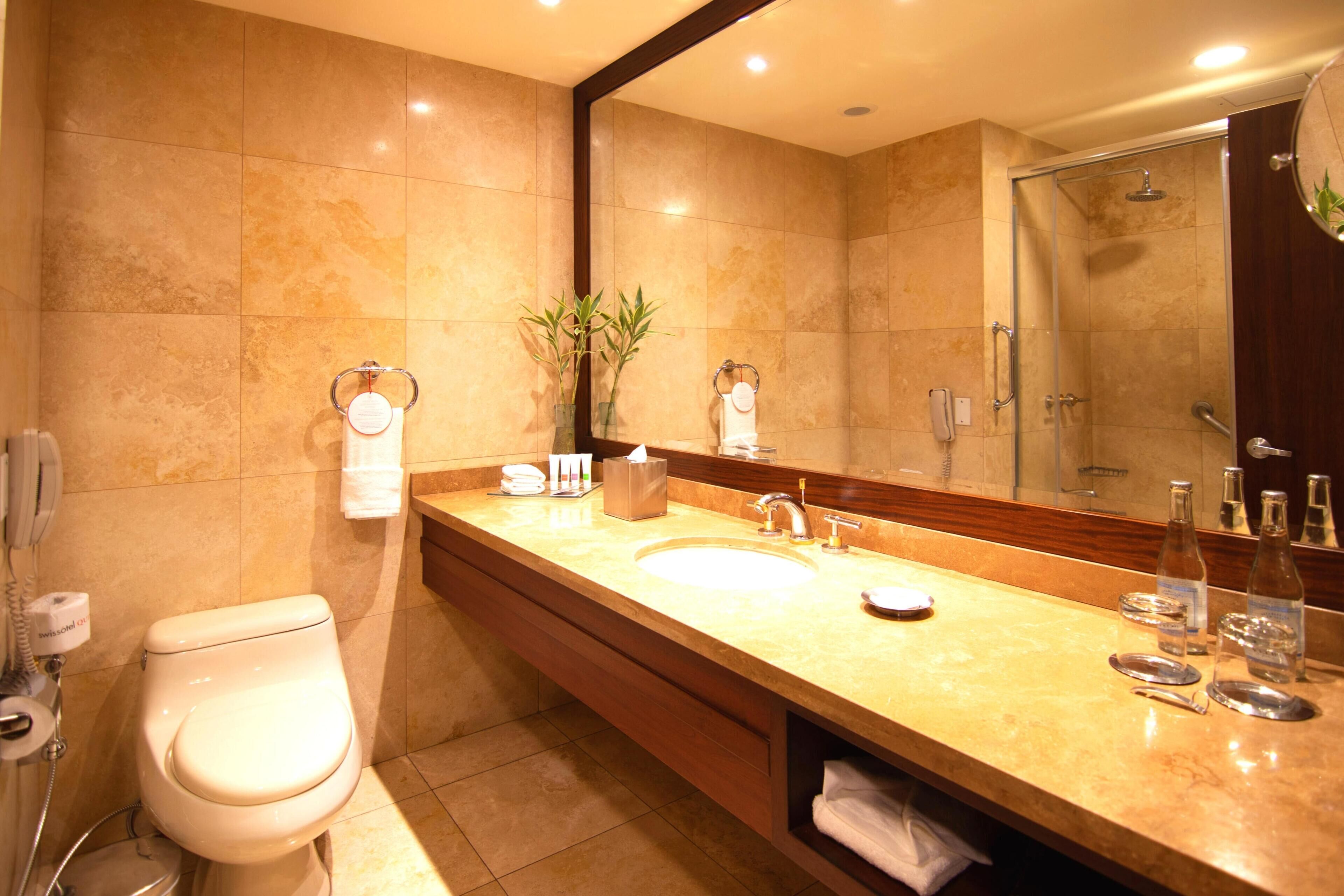 shower, free toiletries, hair dryer, slippers