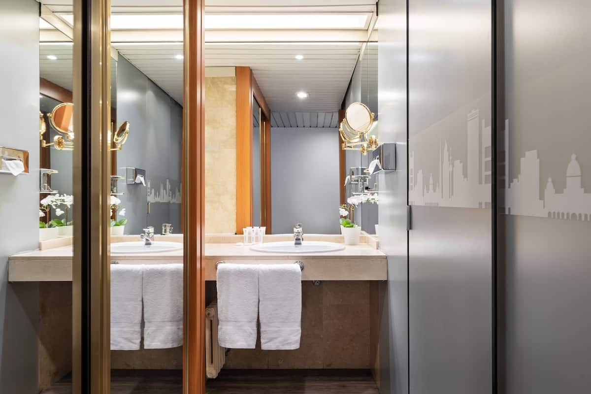 bathtub, eco-friendly toiletries, hair dryer, bidet