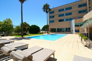 Outdoor pool, pool loungers