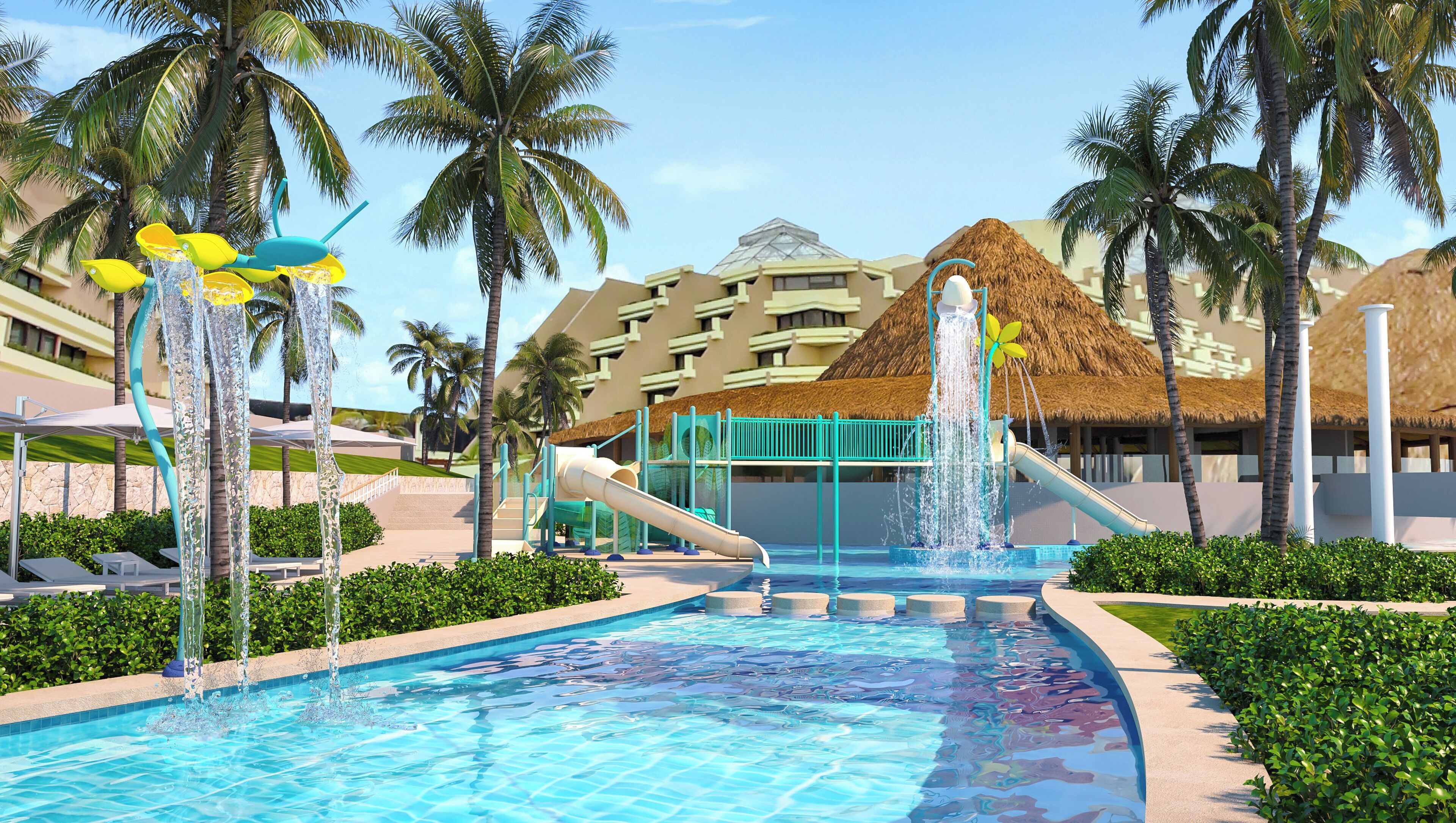4 piscines extérieures, tentes de plage, parasols de plage