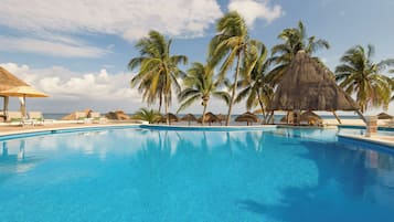 2 outdoor pools, pool umbrellas, pool loungers