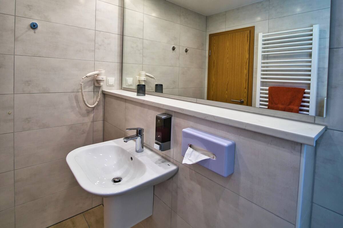 single room | bathroom | shower, free toiletries, hair dryer, towels