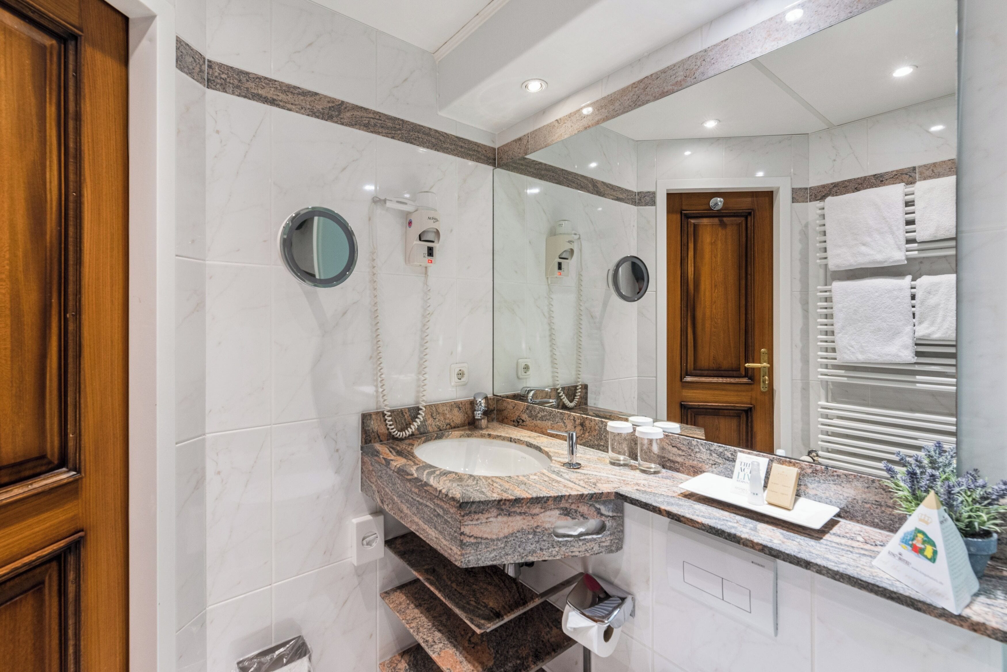 free toiletries, hair dryer, towels, soap