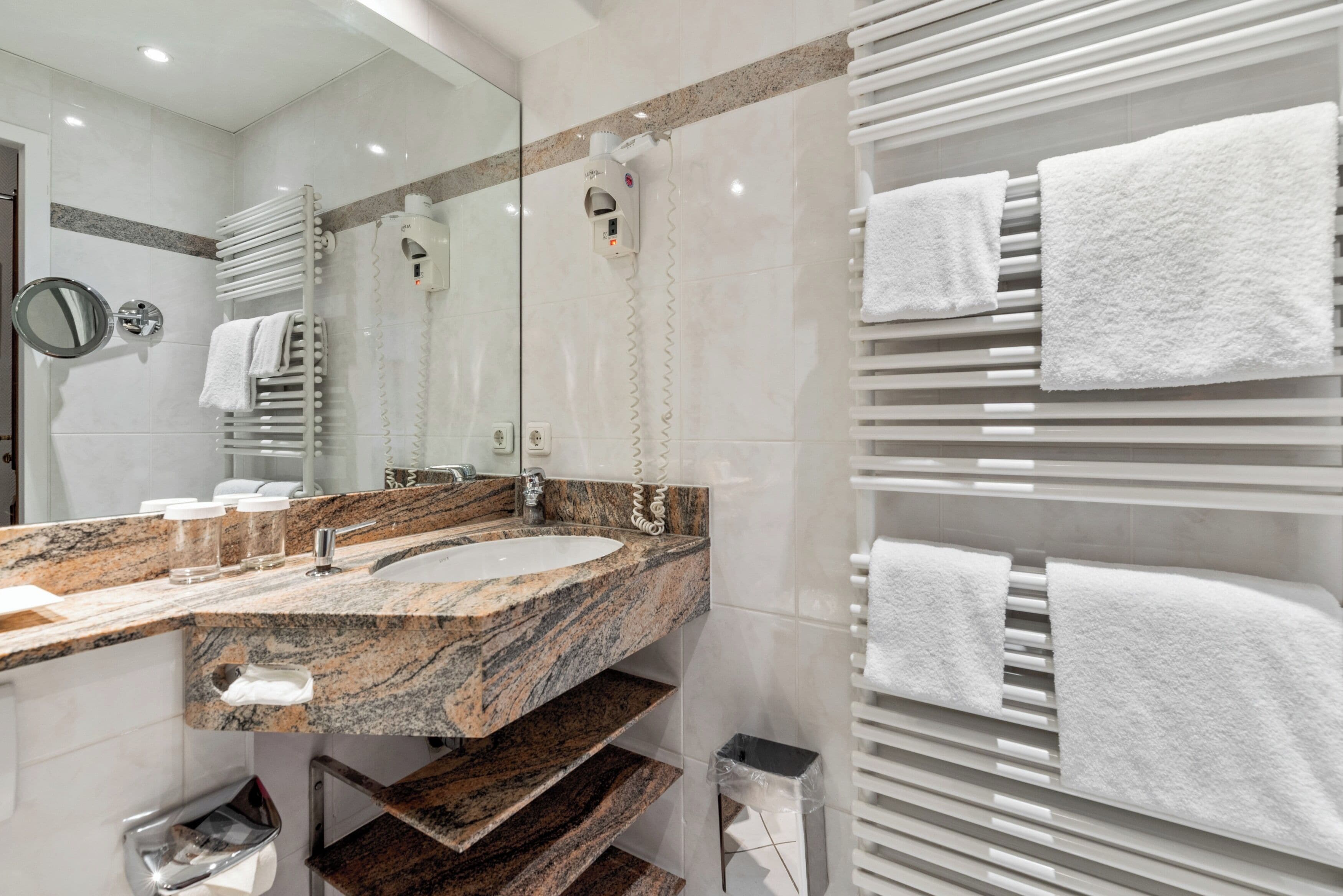 free toiletries, hair dryer, towels, soap