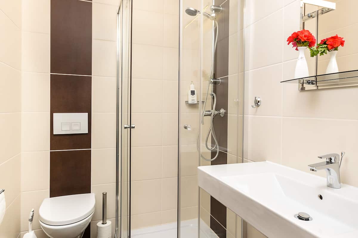 free toiletries, hair dryer, towels