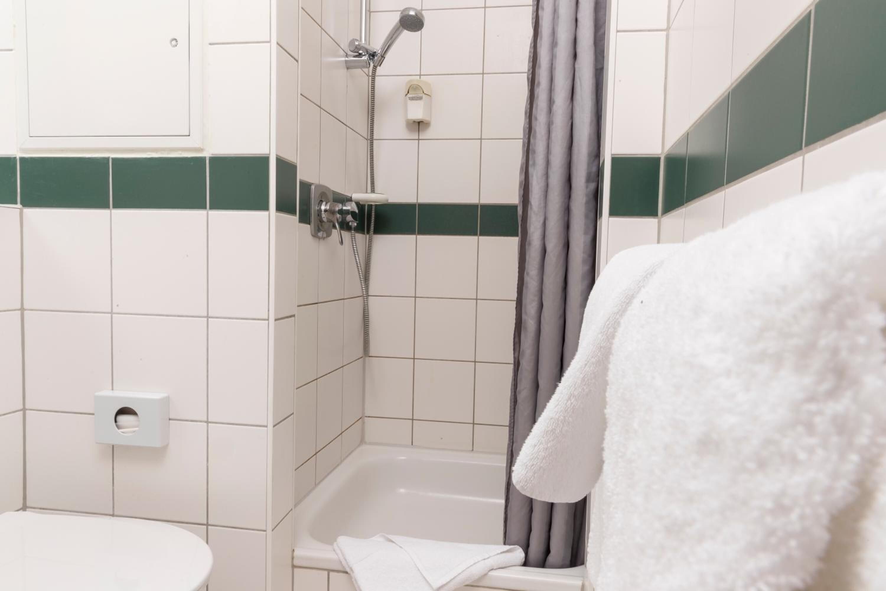 A bathroom with a bathtub, a shower, and a toilet.