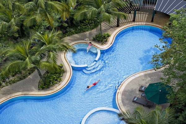 Outdoor pool, pool loungers