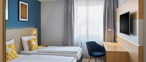 In-room safe, desk, laptop workspace, blackout drapes