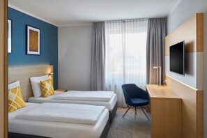 In-room safe, desk, laptop workspace, blackout curtains