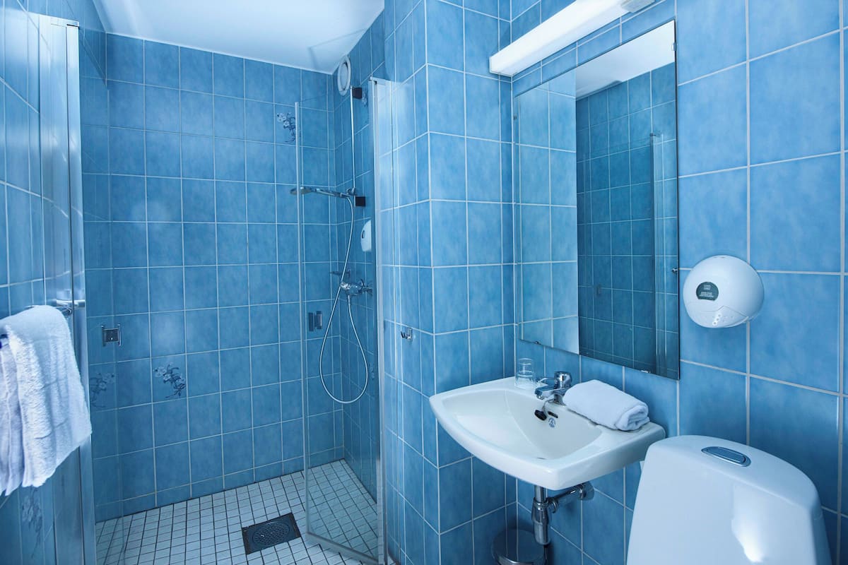 standard single room | bathroom | hair dryer, towels