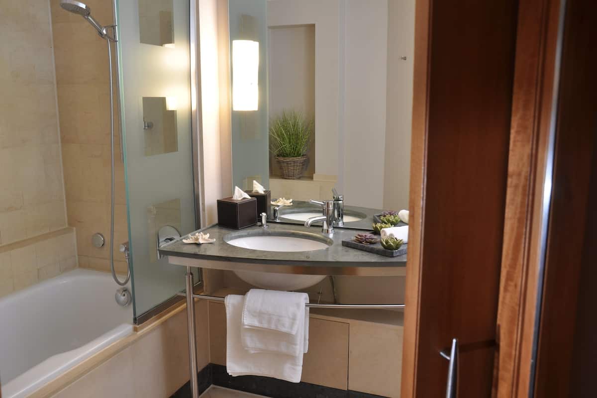 Badezimmer | Haartrockner, Handtücher, Shampoo, Toilettenpapier