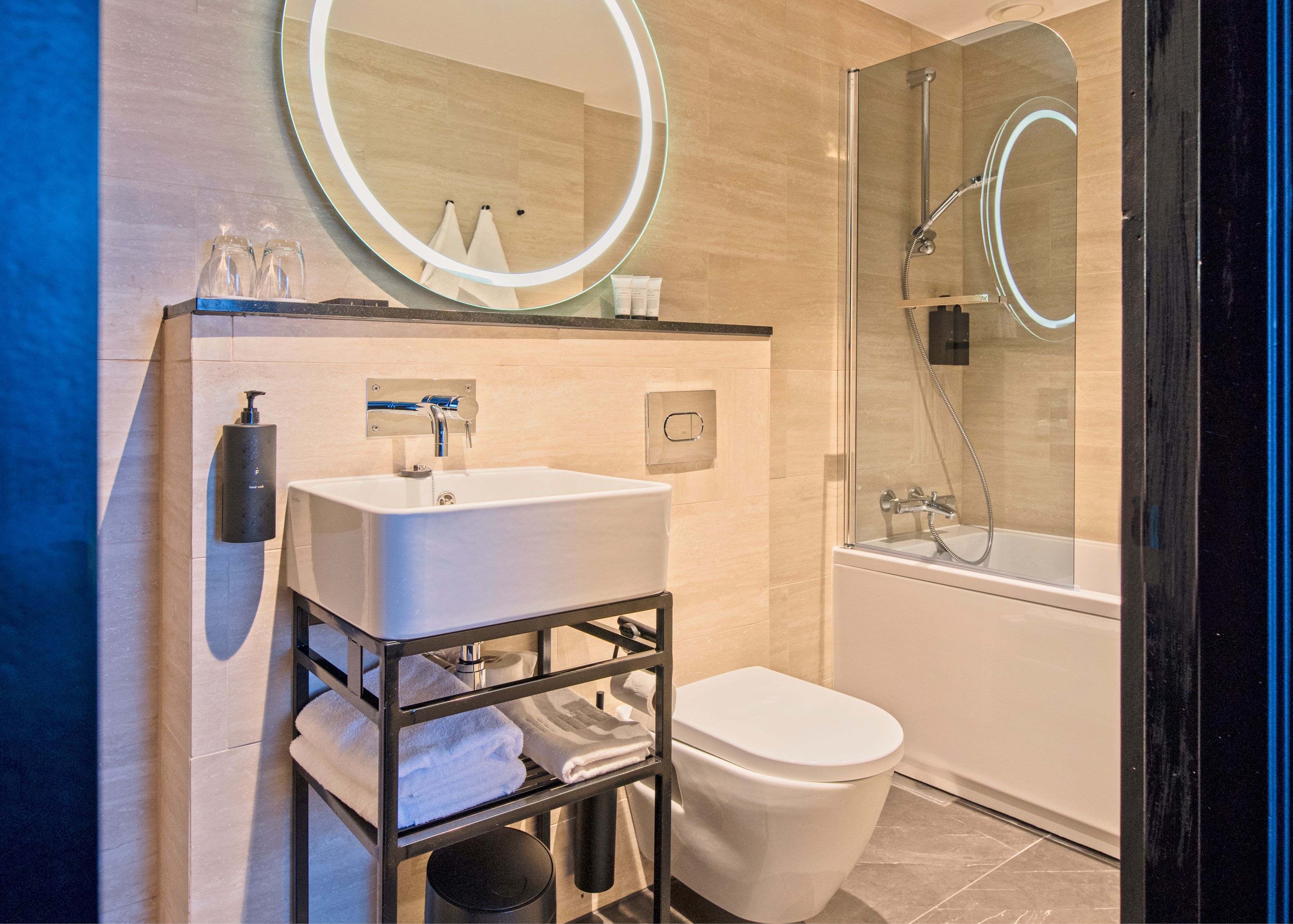 hair dryer, bathrobes, heated floors, towels