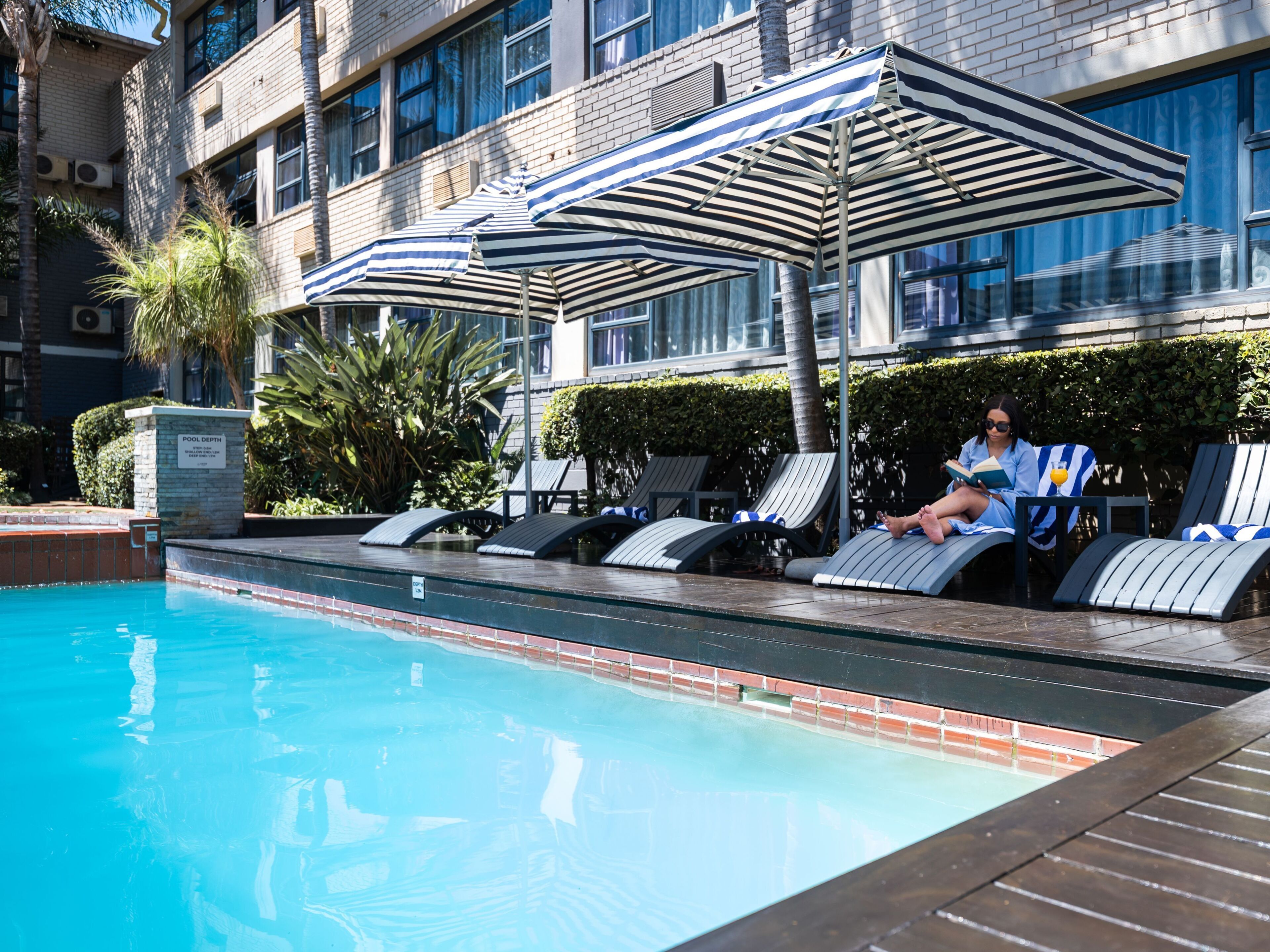 Outdoor pool, sun loungers