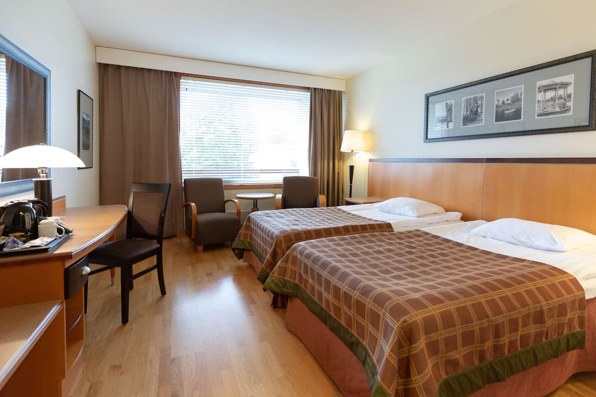 Desk, blackout curtains, free WiFi, bed sheets
