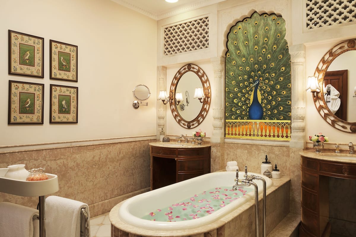 royal suite, 1 bedroom, garden view | bathroom | separate bathtub and shower, deep-soaking bathtub, designer toiletries