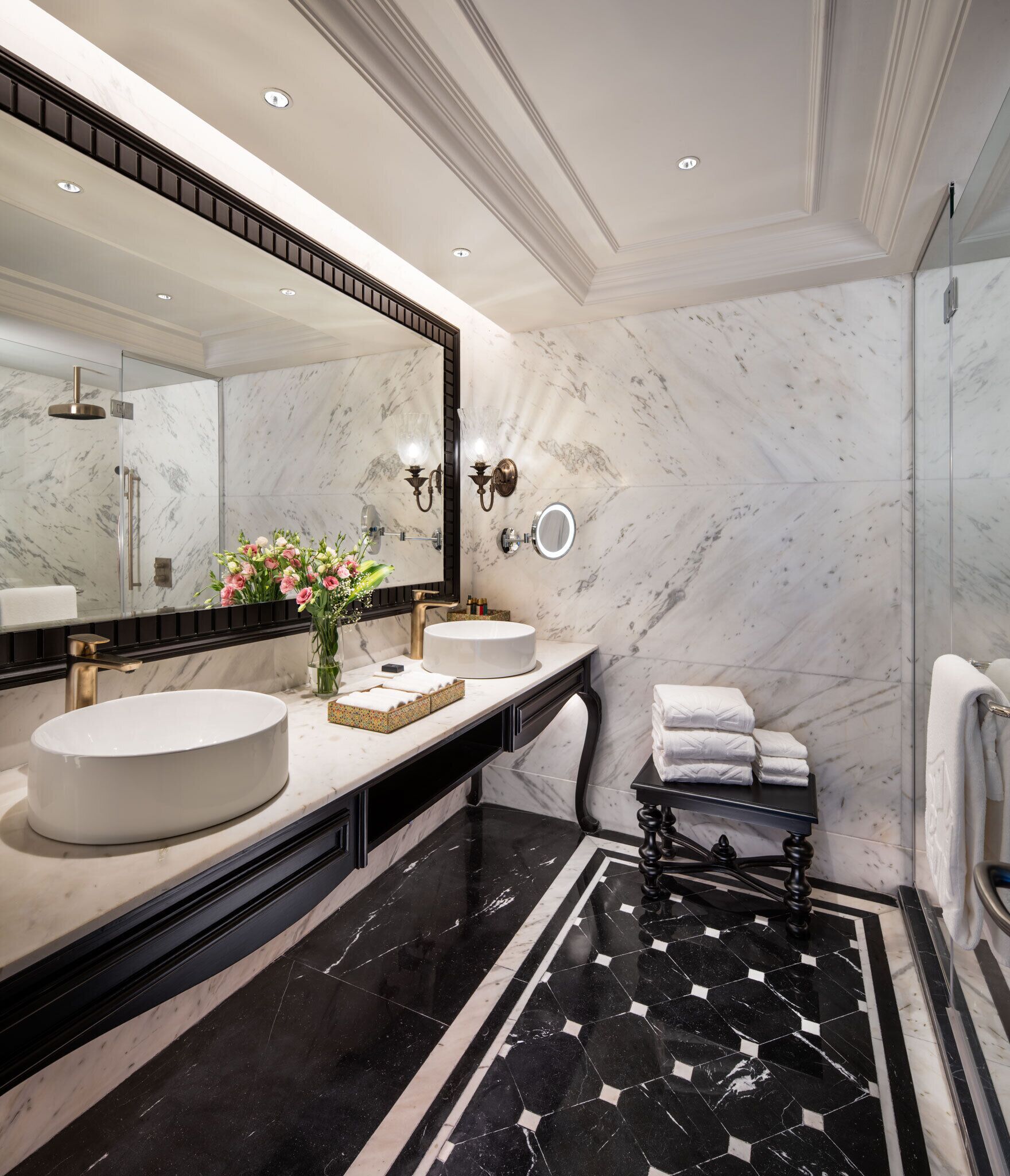 presidential suite | bathroom | designer toiletries, hair dryer, bathrobes, slippers