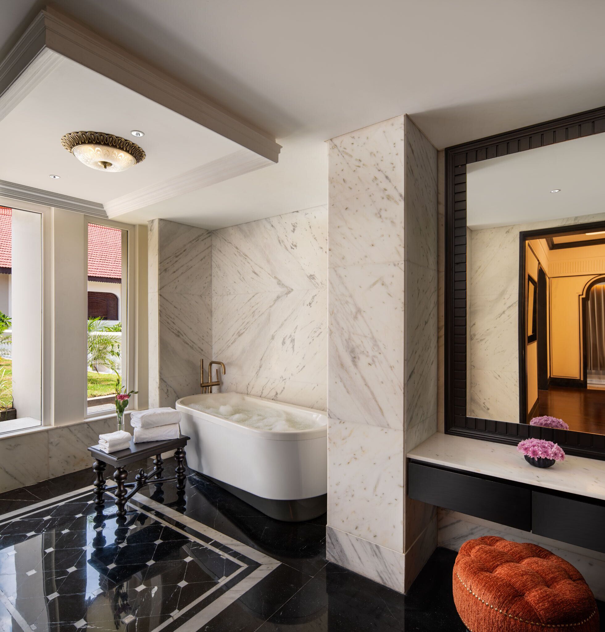presidential suite | bathroom | designer toiletries, hair dryer, bathrobes, slippers