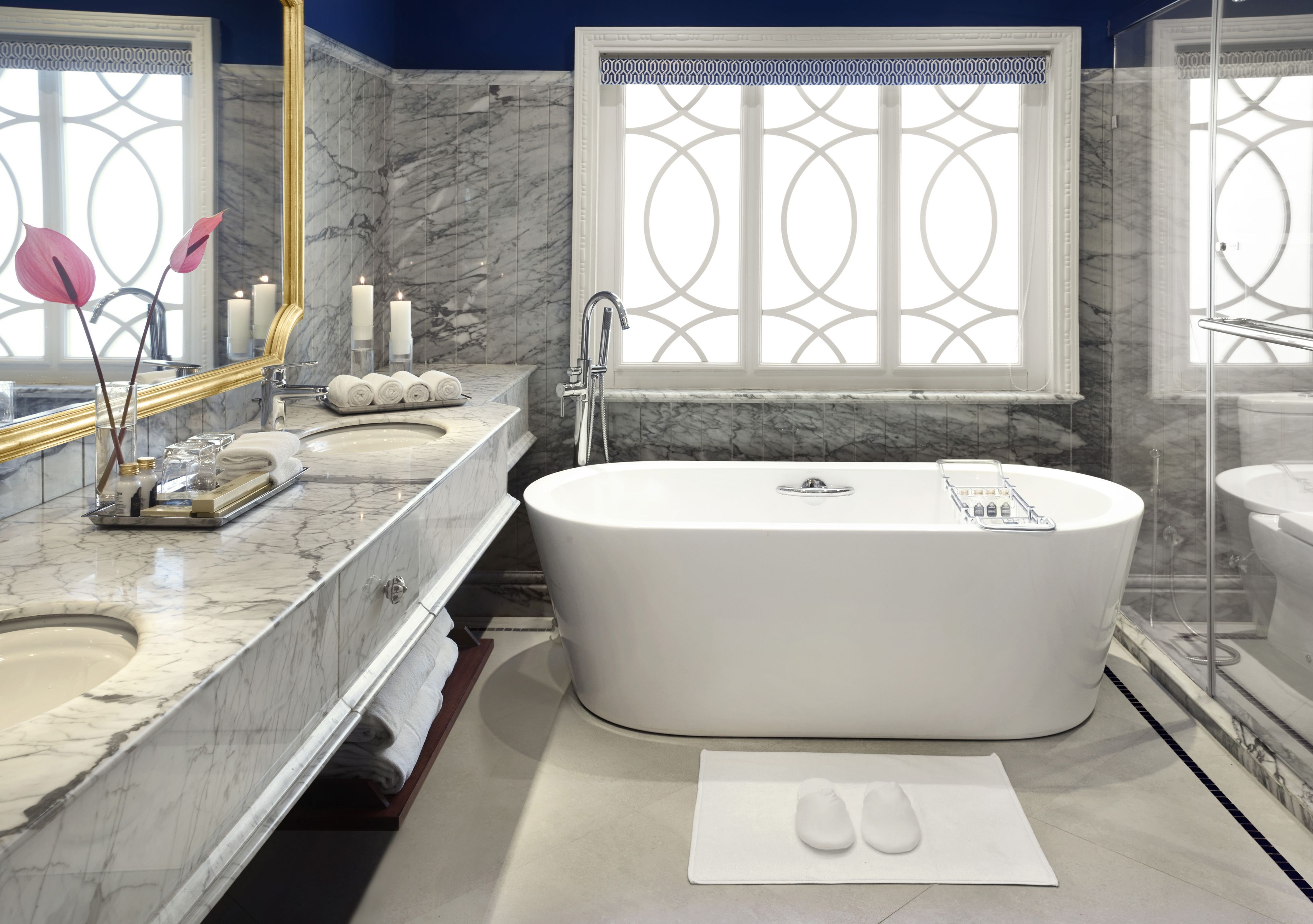 villa, 1 bedroom, garden view (hermitage) | bathroom | designer toiletries, hair dryer, bathrobes, slippers