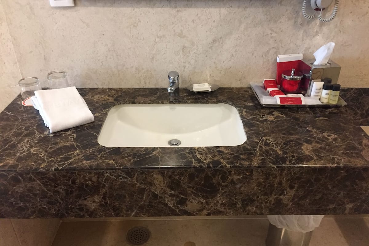 free toiletries, hair dryer, towels