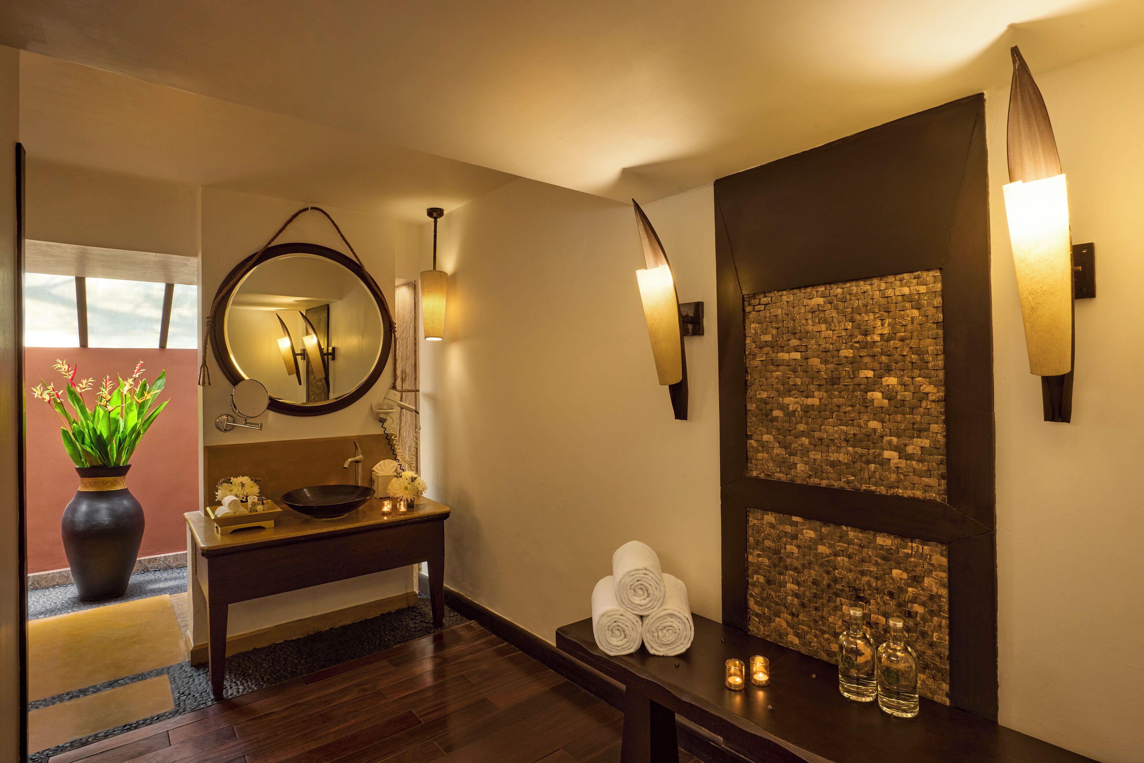 premium cottage, 1 king bed, lagoon view | bathroom | shower, rainfall showerhead, designer toiletries, hair dryer