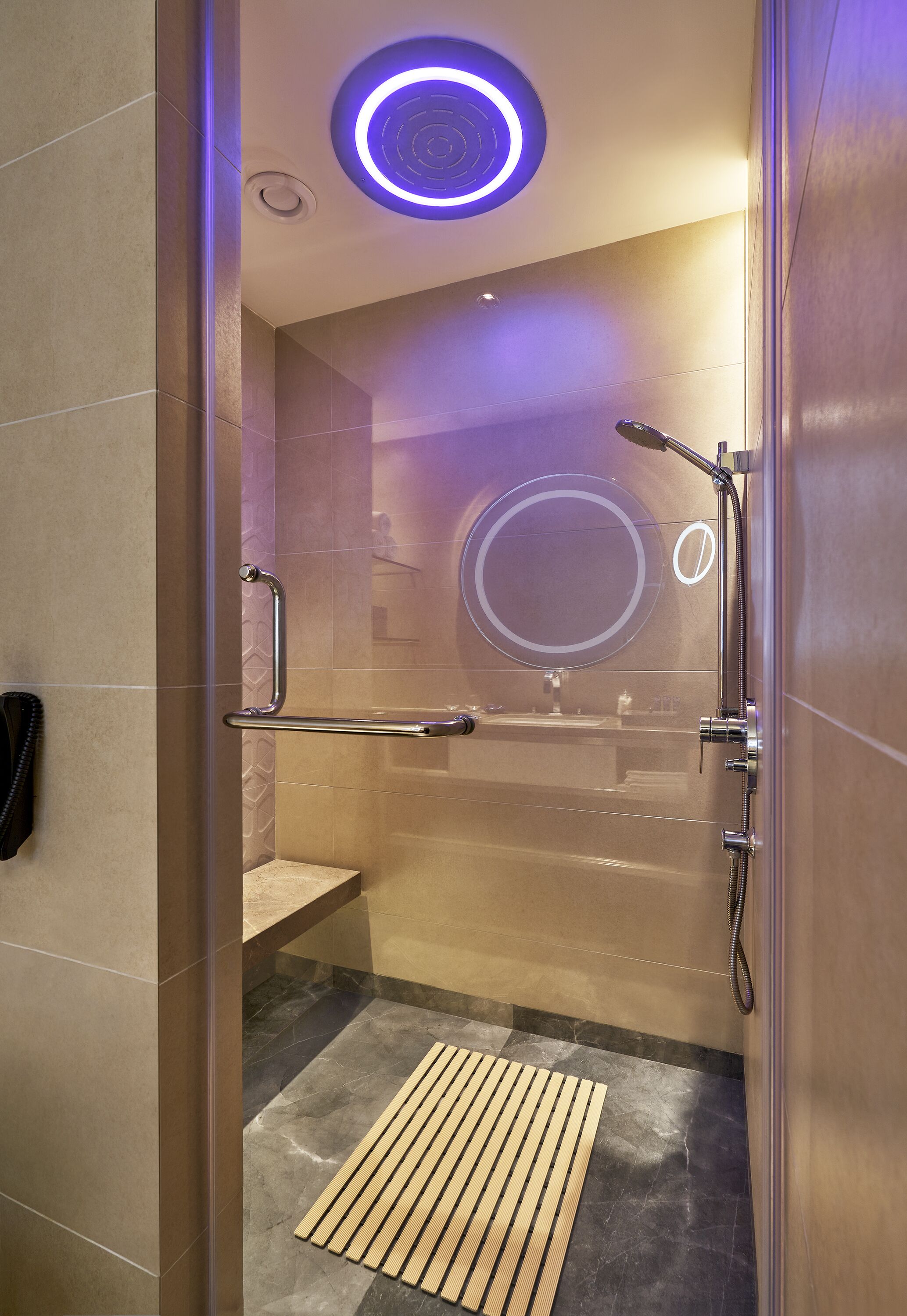 shower, free toiletries, hair dryer, bathrobes