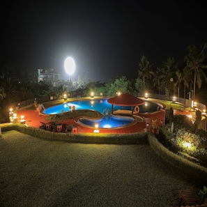 Outdoor pool, open 6:00 AM to 8:00 PM, pool umbrellas, sun loungers