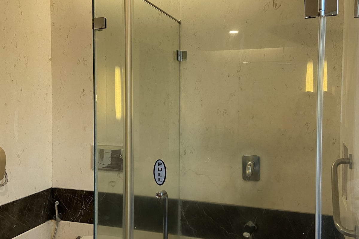 rainfall showerhead, free toiletries, hair dryer, bathrobes