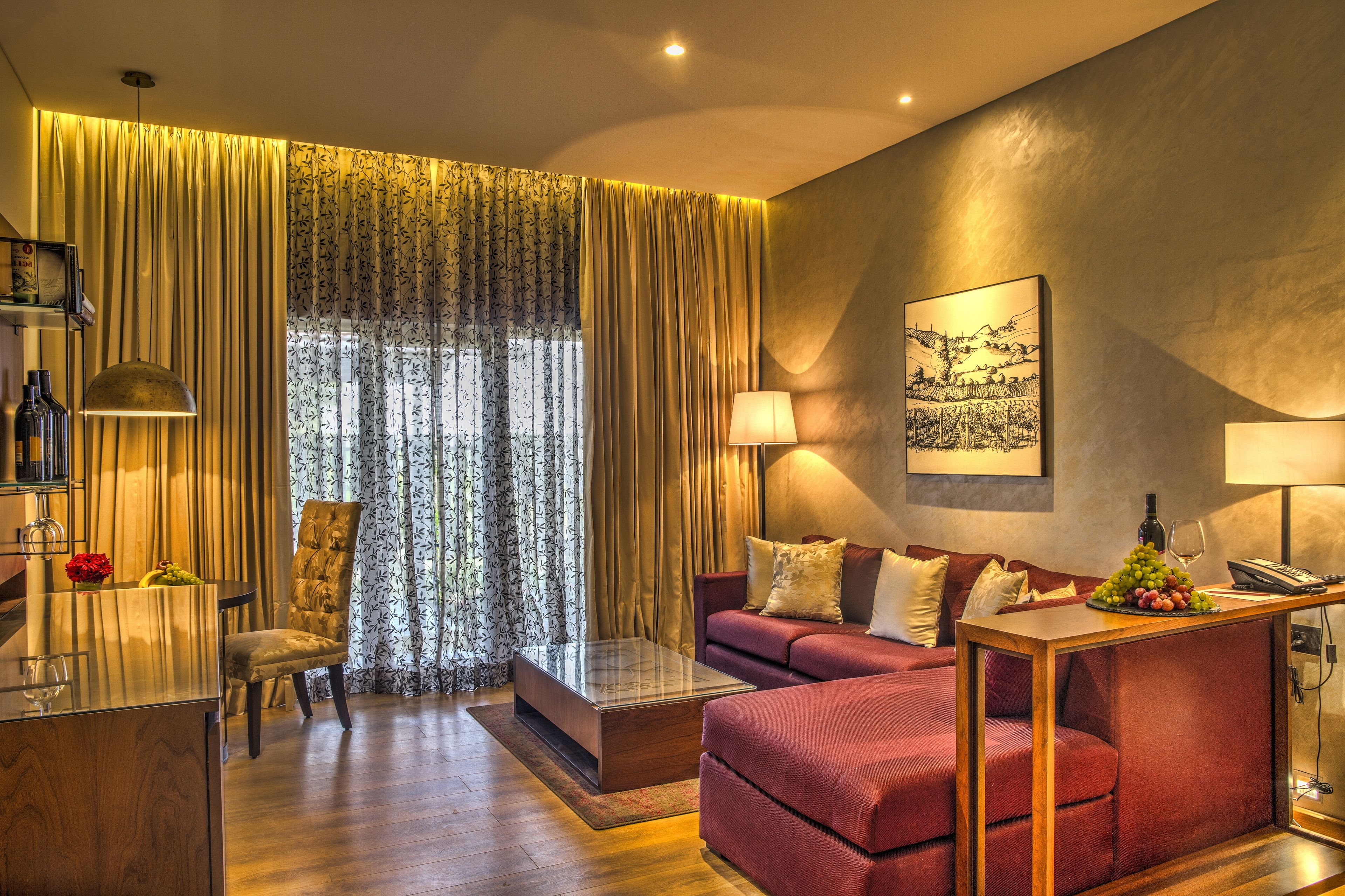 suite, 1 king bed (wine themed unique) | living area | led tv, pay films