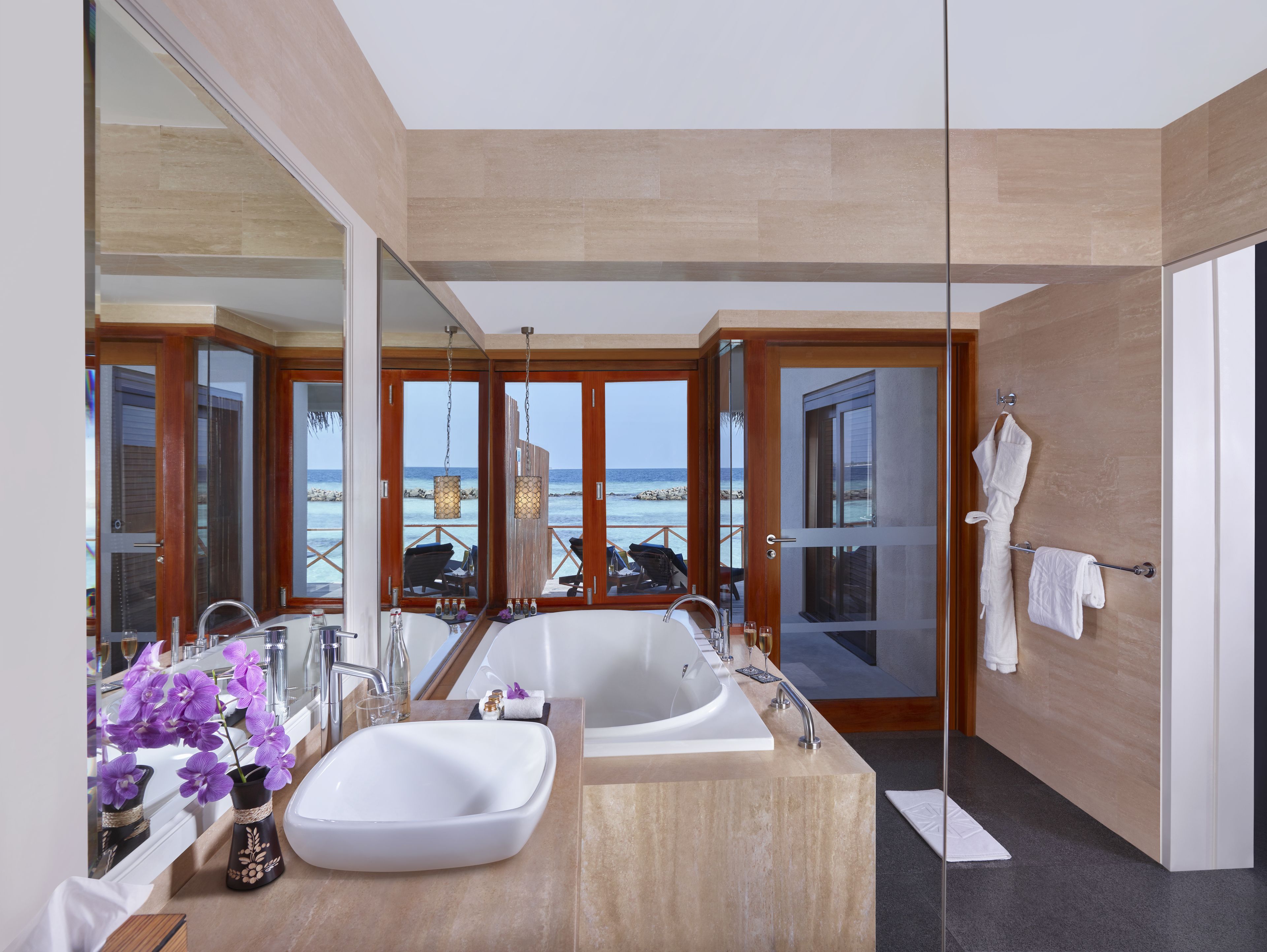 free toiletries, hair dryer, bathrobes, slippers