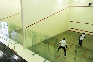 Enjoy a game of squash in our indoor court, complete with a wooden floor and clear glass walls.