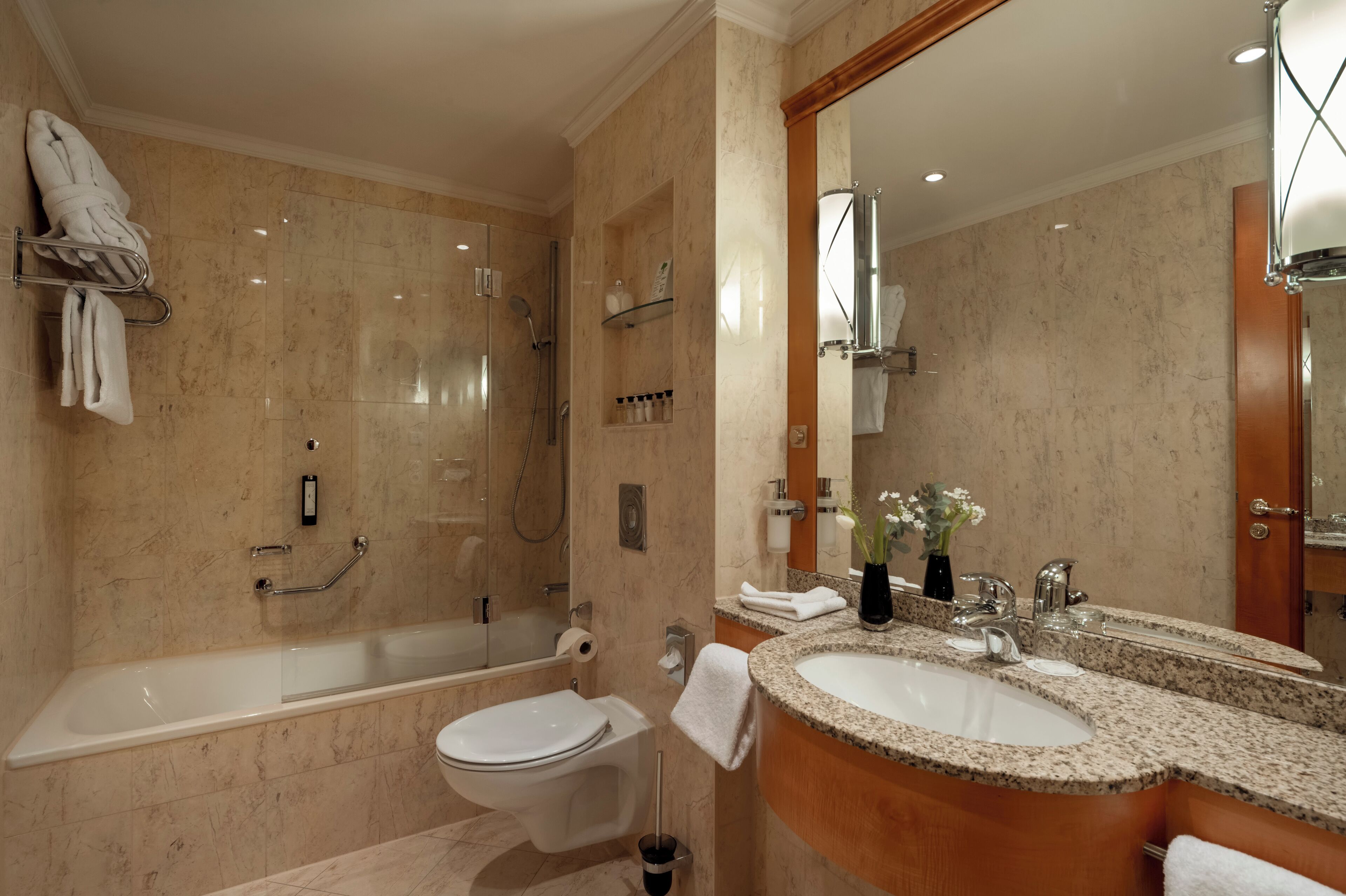 superior room | bathroom | shower, free toiletries, hair dryer, towels