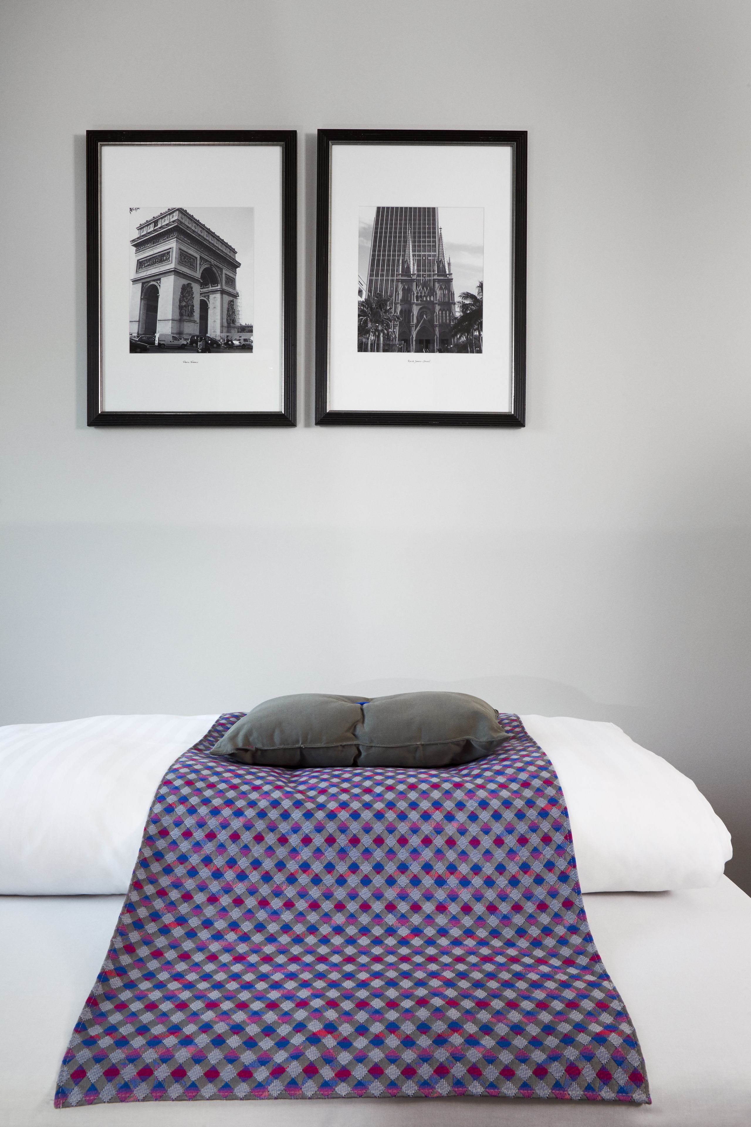 Desk, laptop workspace, blackout drapes, iron/ironing board