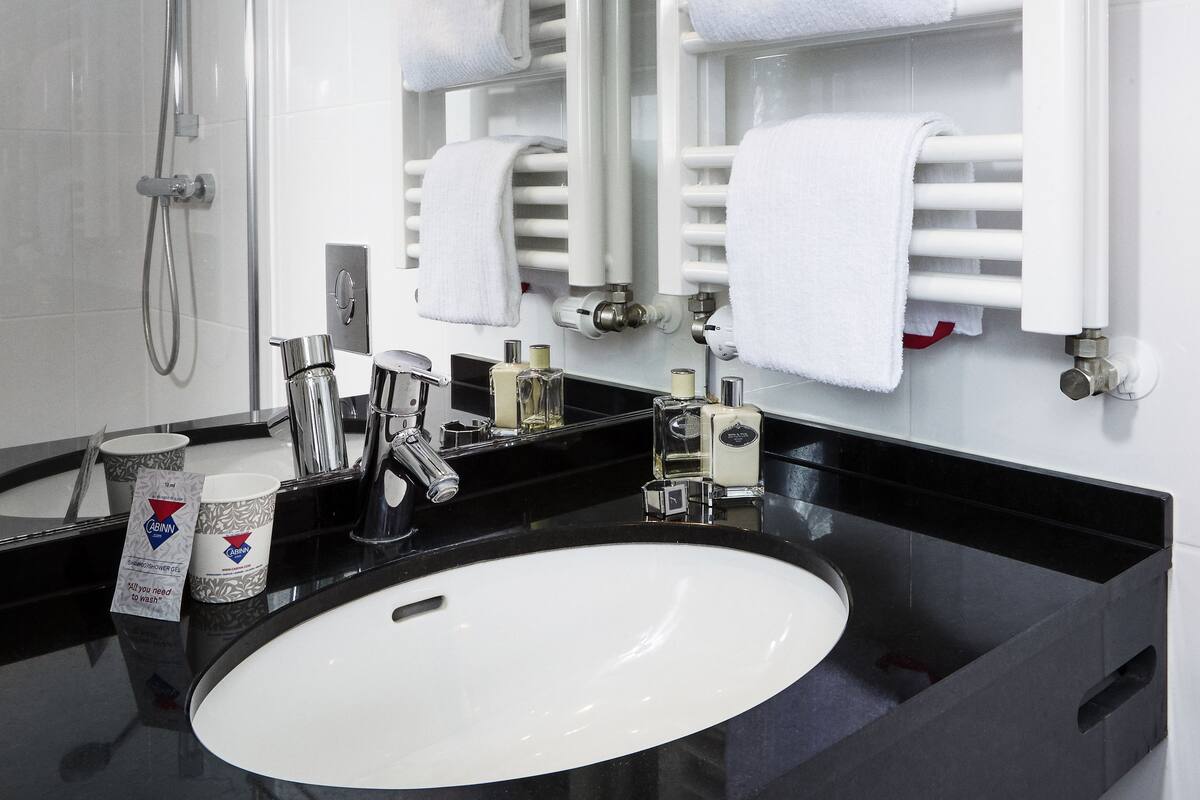 free toiletries, hair dryer, towels, soap