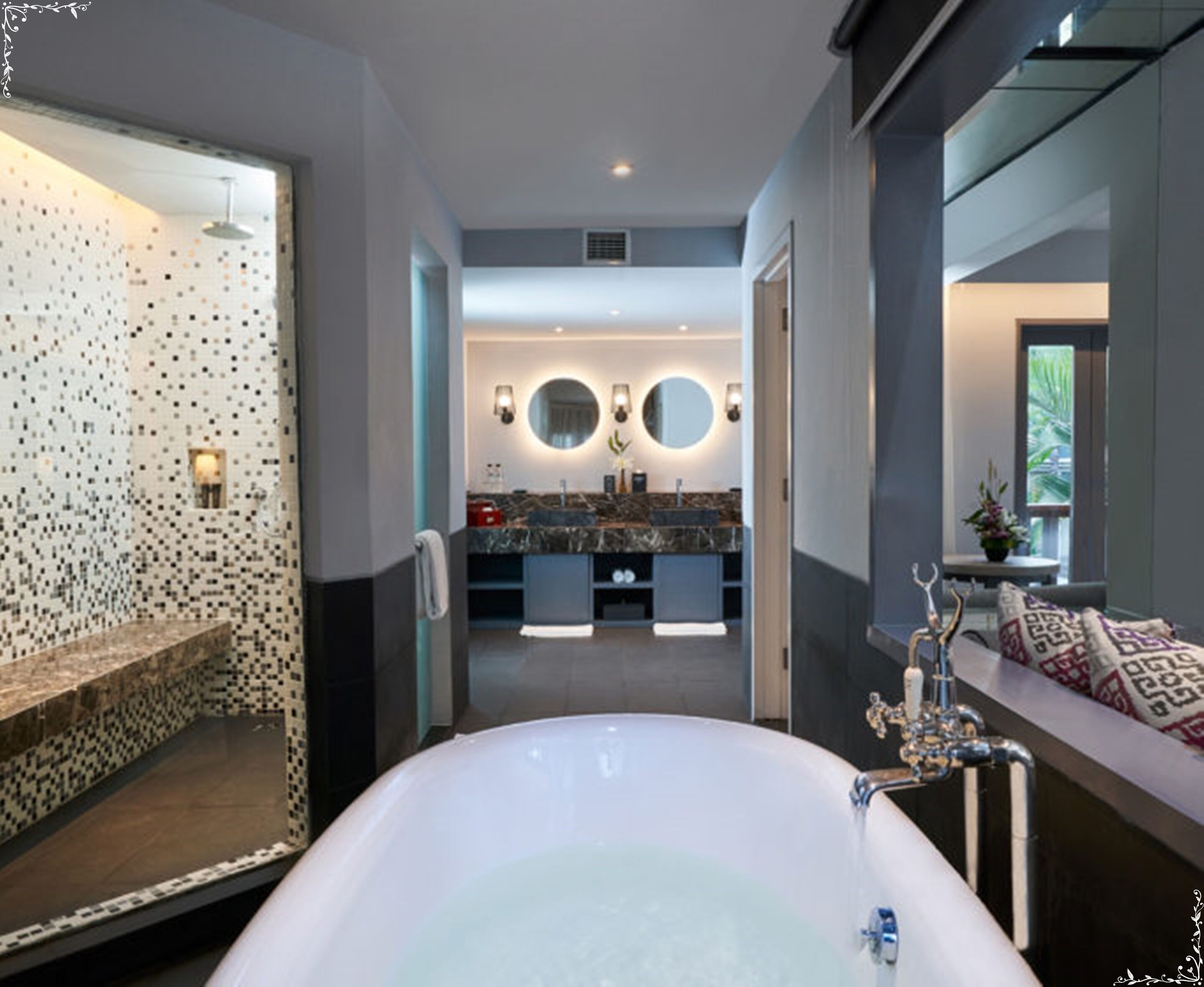 shower, rainfall showerhead, eco-friendly toiletries, hair dryer