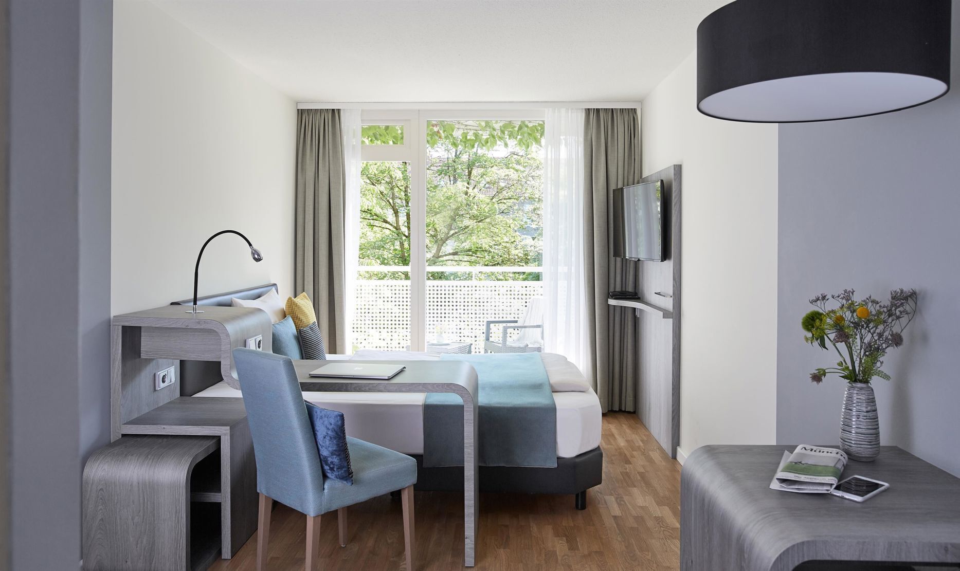 In-room safe, desk, laptop workspace, blackout curtains